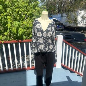 Floral Print 100% Rayon Long Sleeve Top